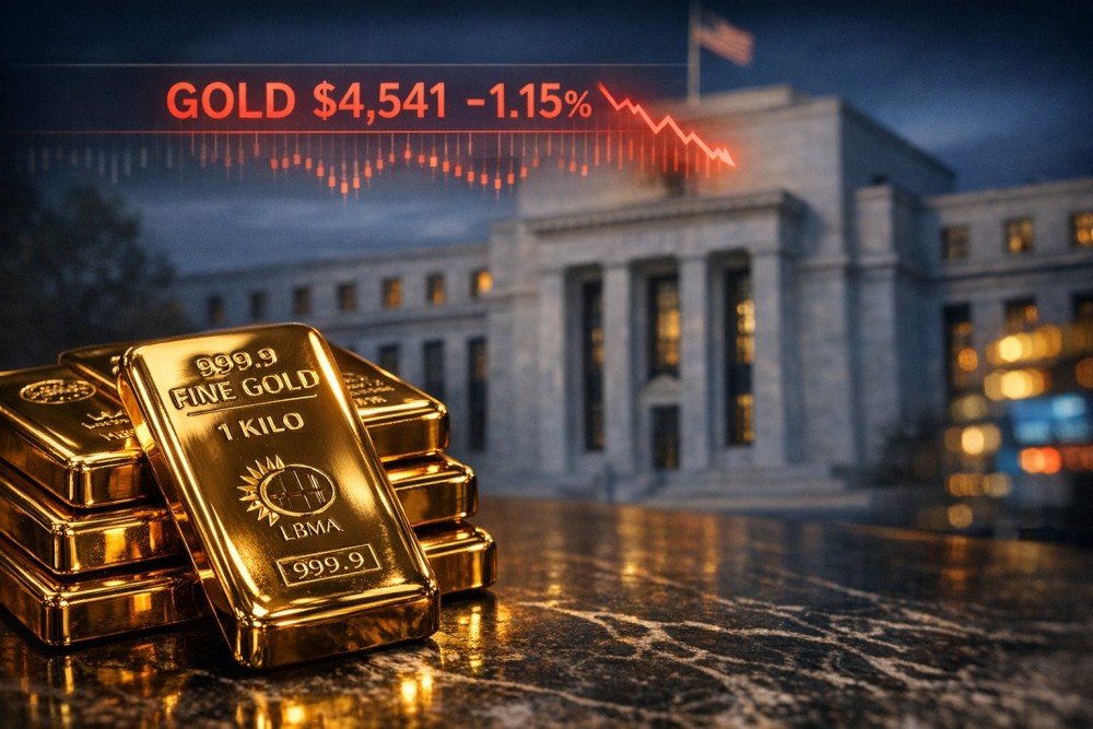 Harga Emas Anjlok ke $4.541/oz Usai The Fed Tahan Bunga